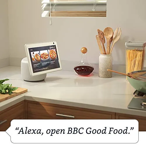 All-new Echo Show 10 (3rd generation) | HD smart display with motion and Alexa, Glacier White Fabric