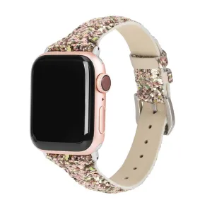 Apple Watch band Gray Silver Adapter Buckle Pu Leather Glitter