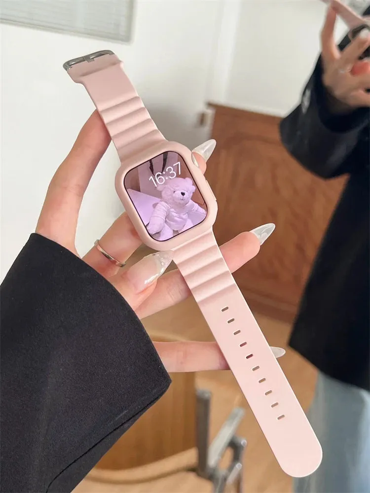 Baby Pink Cute Soft Silicone Sport Band For iwatch 10 9 7 8 SE 6 Girl Strap For Apple Watch 42mm 46 41mm 40mm 44 45mm 49mm