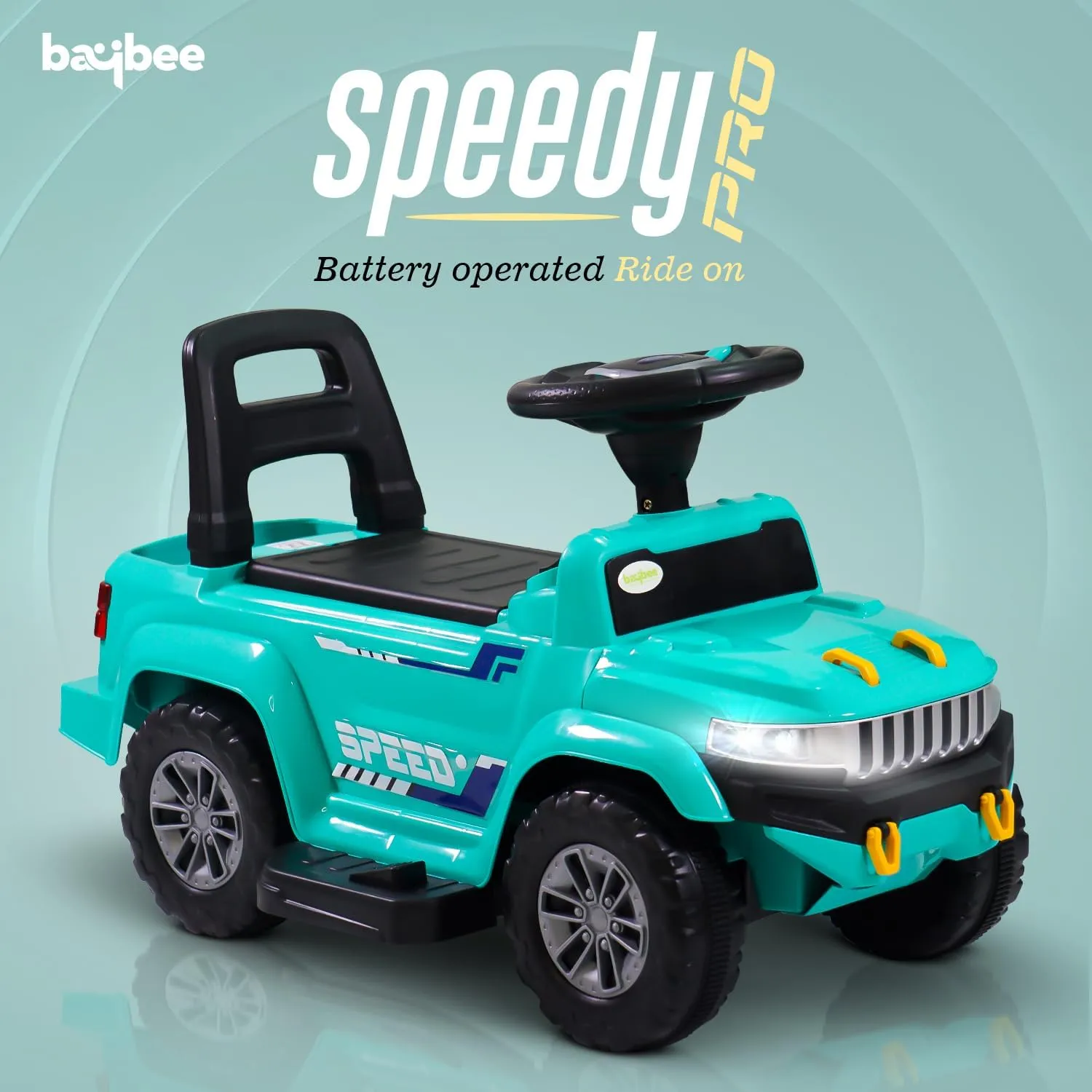 Baybee Speedy Pro Rechargeable Battery Operated Jeep for Kids, Ride on Toy Kids Car with Music, LED Light & Storage, Baby Big Electric Jeep Battery Car for Kids to Drive 1 to 4 Years Boy Girl (Green)