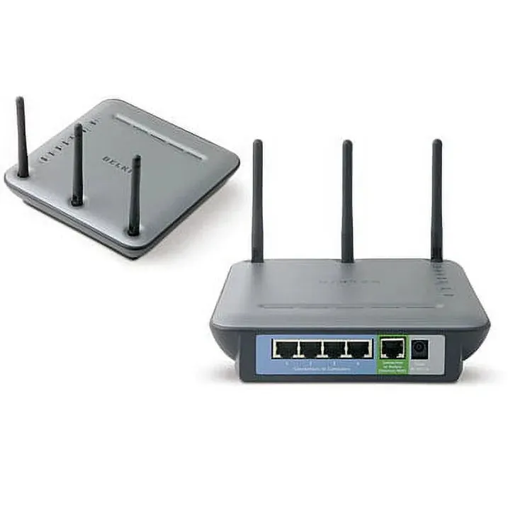 Belkin Wireless F5D8230-4 802.11x Pre-N Router Connects to Cable or DSL Modem (Black)