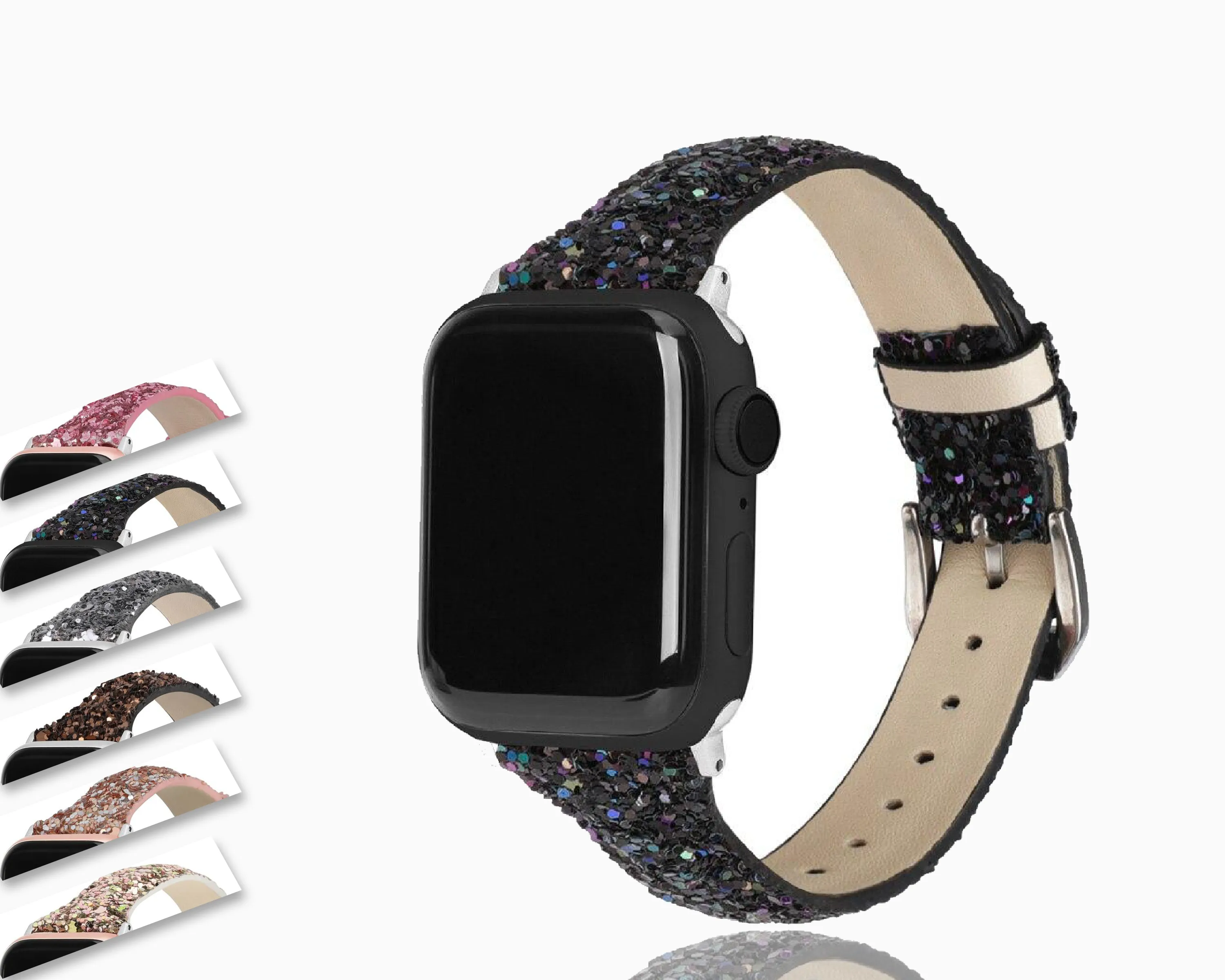 Black Metallic Glitter Bling Strap, Apple Watch Band Watchbands