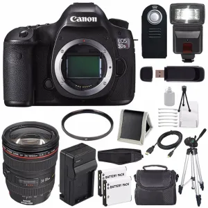 Canon EOS 5DS R DSLR Camera (International Model) 0582C002   Canon EF 24-105mm f/4L is USM Lens   LP-E6 Battery Bundle