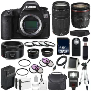 Canon EOS 5DS R DSLR Camera (International Model) 0582C002   Canon EF 24-70mm f/4L is USM Lens   Canon EF 75-300 III Advanced Bundle