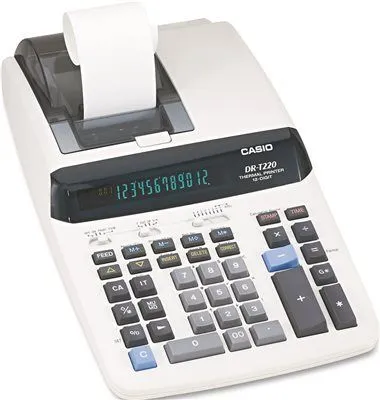 Casio Dr-T220 One-Color Thermal Printing Calculator 12-Digit Digitron Black