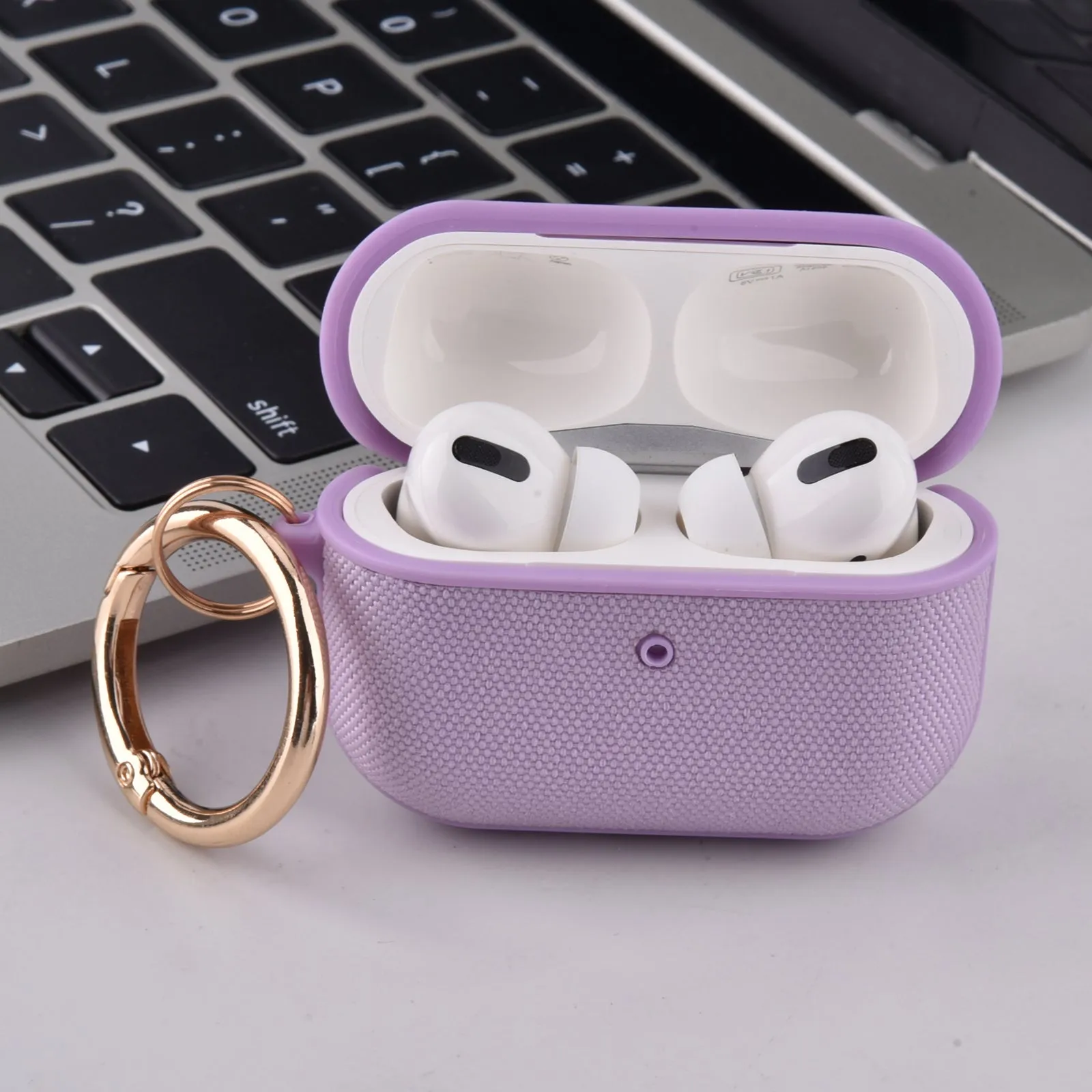 Fabric & PC Case for Apple AirPods Pro with Keychain