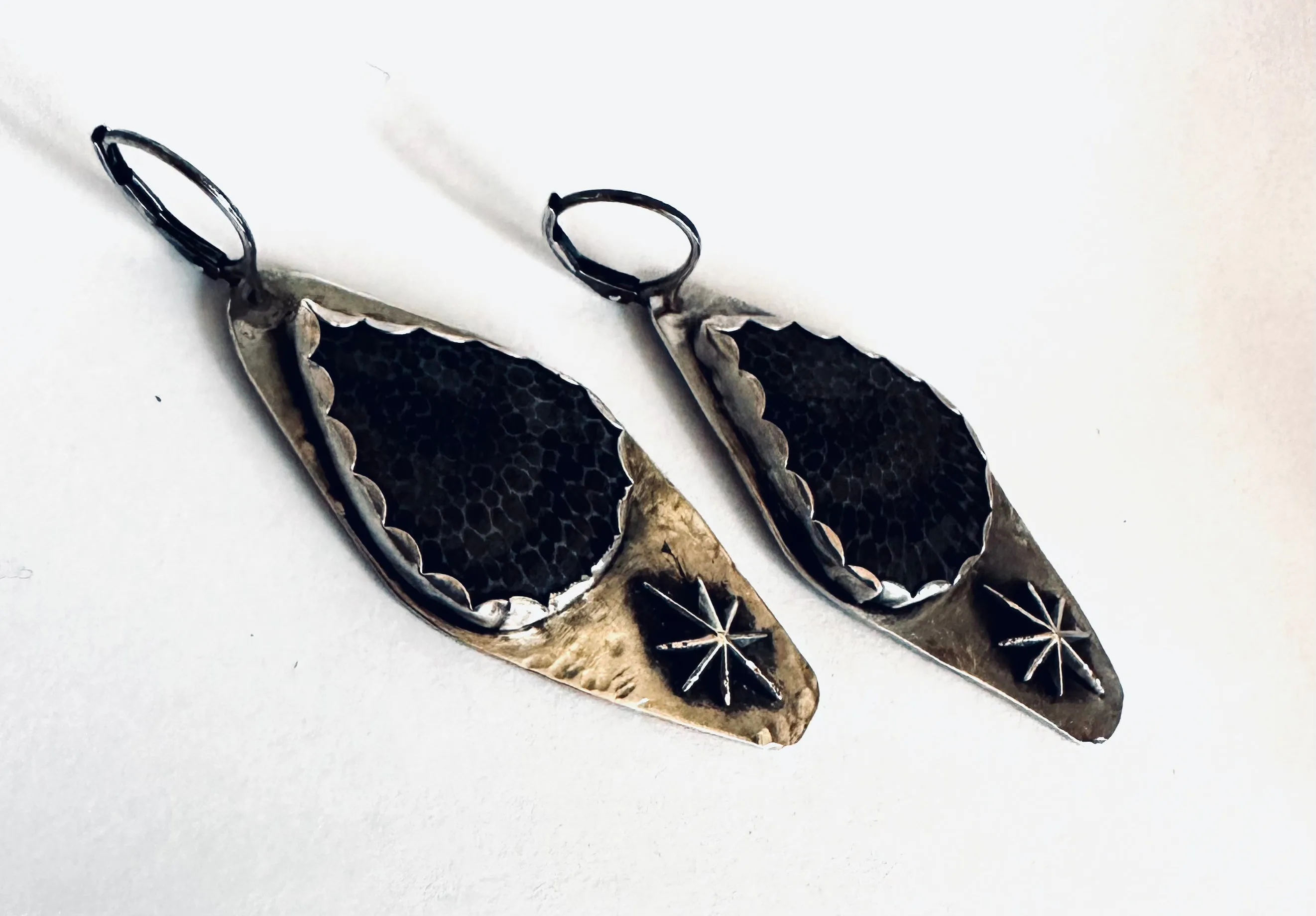 Fossil Earrings, Silver Star and Fossil Earrings