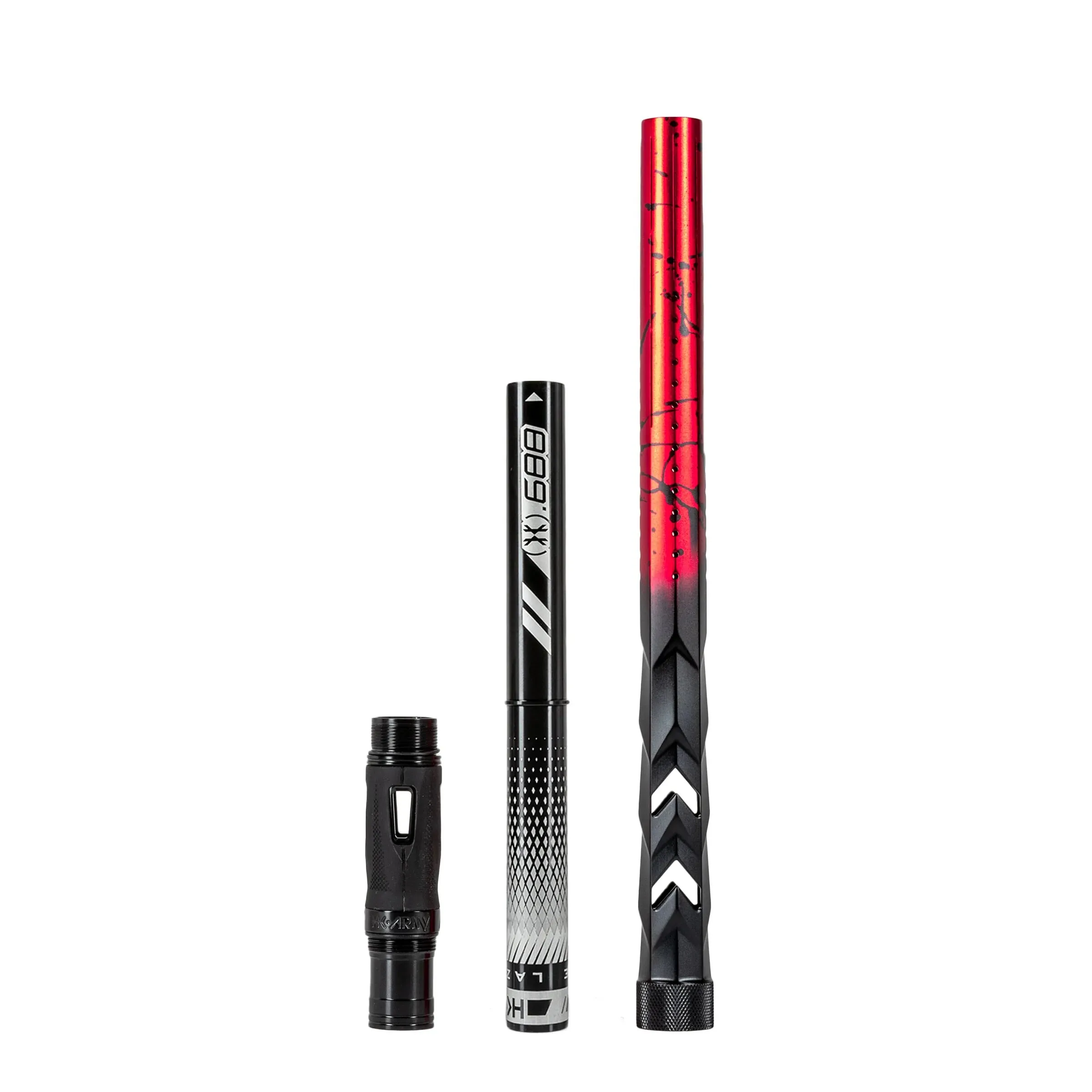 HK Army LAZR Fossil Elite Barrel Kit - 15 inch - Black Inserts - Cocker Threads - Red/Black Splash