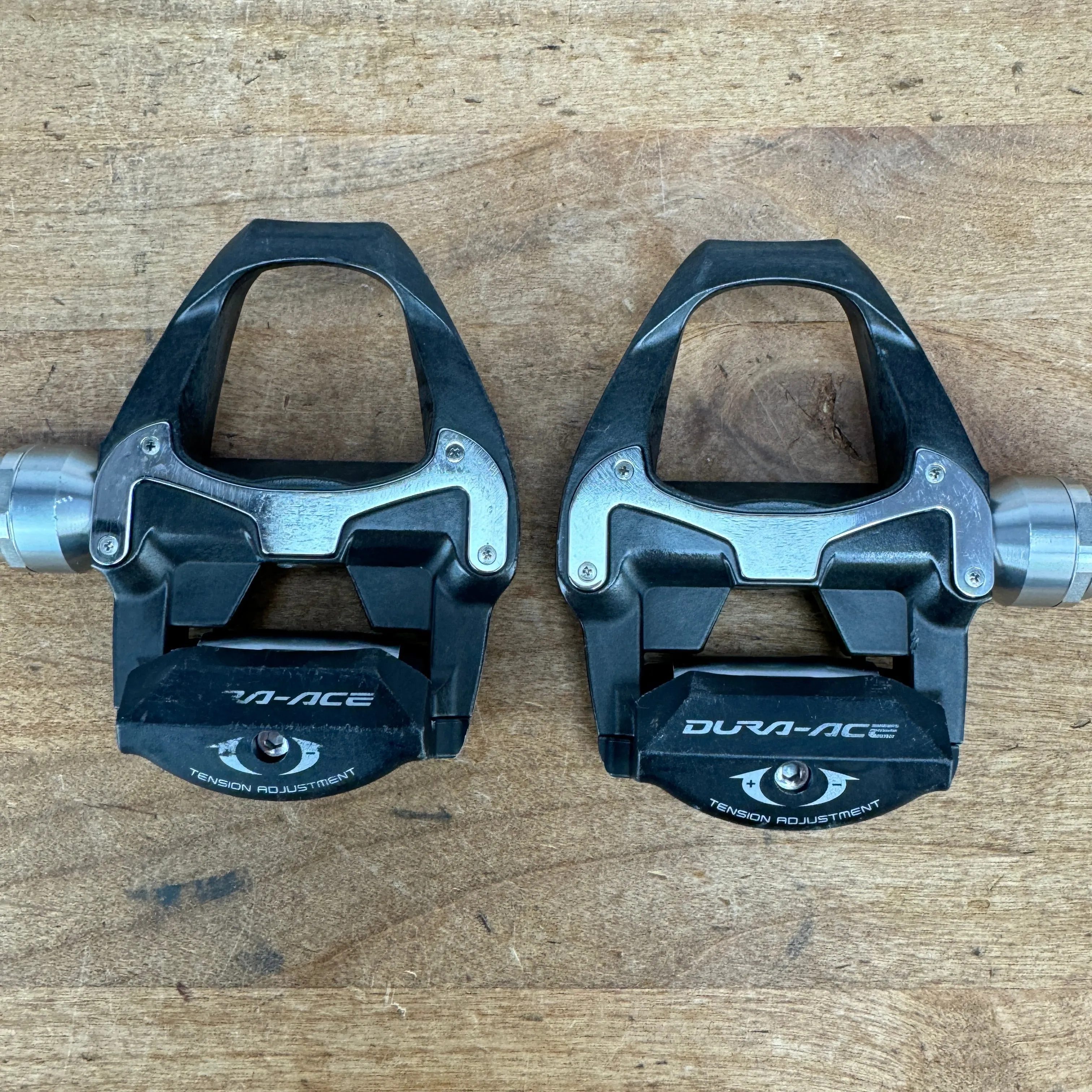 Light Use! Shimano Dura-Ace PD-9000 Carbon  4mm Clipless Pedals No Cleats 258g