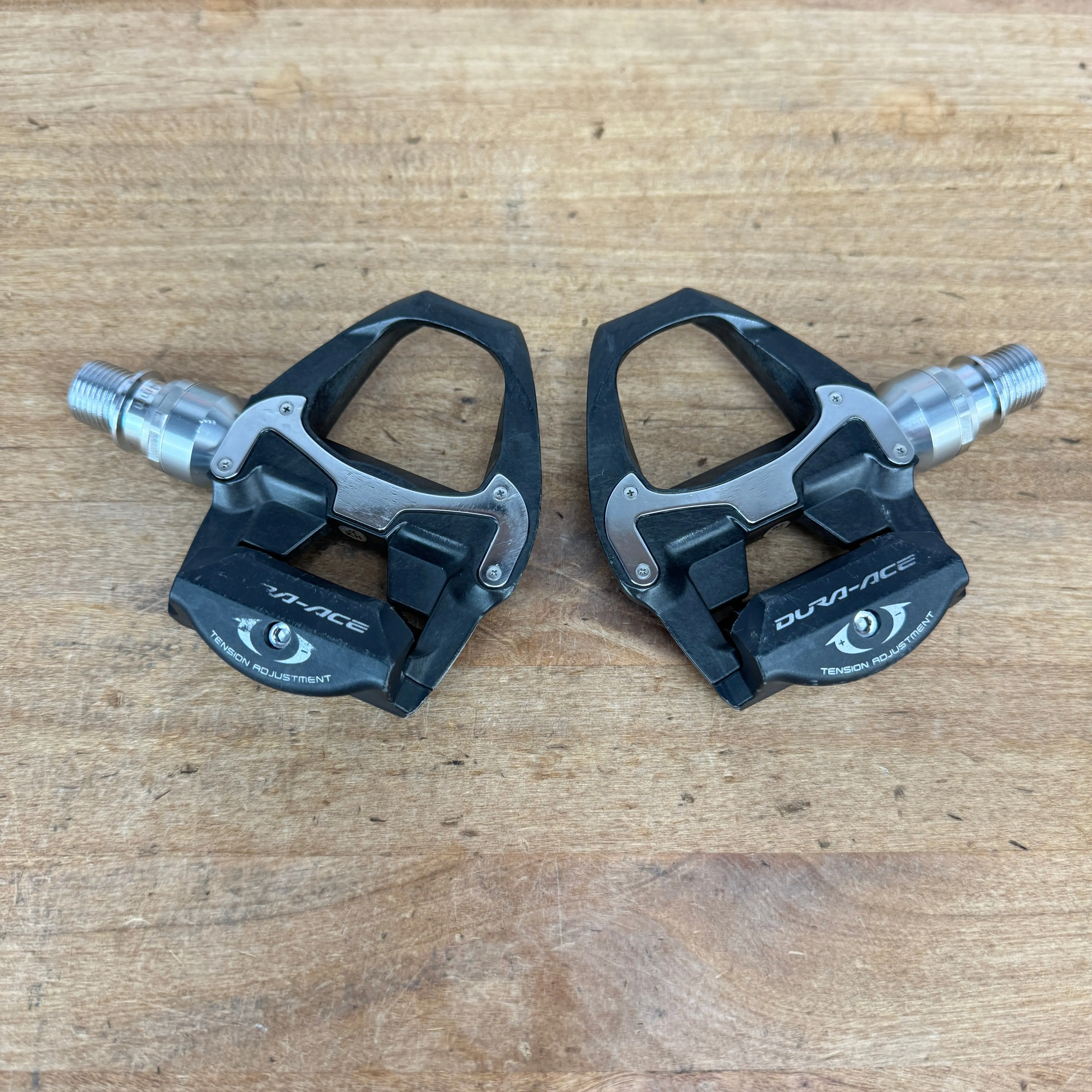 Light Use! Shimano Dura-Ace PD-9000 Carbon  4mm Clipless Pedals No Cleats 258g