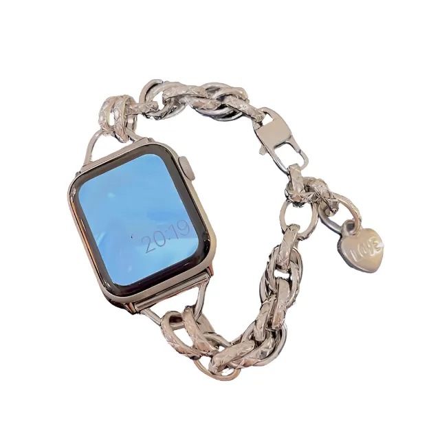 Lover Heart Chain Bracelet For Apple Watch 9 Band 8 7 6 5 Se 4 Ultra 2 Cute Wristband For Iwatch 40mm 41mm 42mm 44mm 45mm 49mm