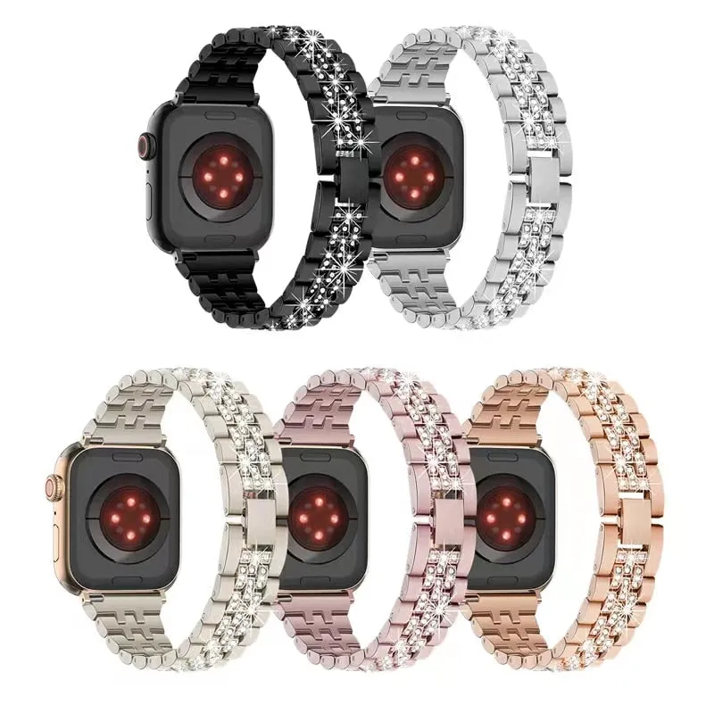 Luxury Diamond Strap For Apple Watch Ultra 49mm 38mm 44mm 40 41 45mm For iWatch Series 8 7 6 3 4 5 SE Women Stainless Steel Band