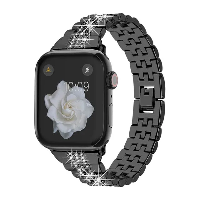 Luxury Diamond Strap For Apple Watch Ultra 49mm 38mm 44mm 40 41 45mm For iWatch Series 8 7 6 3 4 5 SE Women Stainless Steel Band