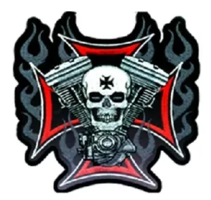 PATCH CROSS MOTOR & SKULL 4"-PPA1830 : 4W 4H