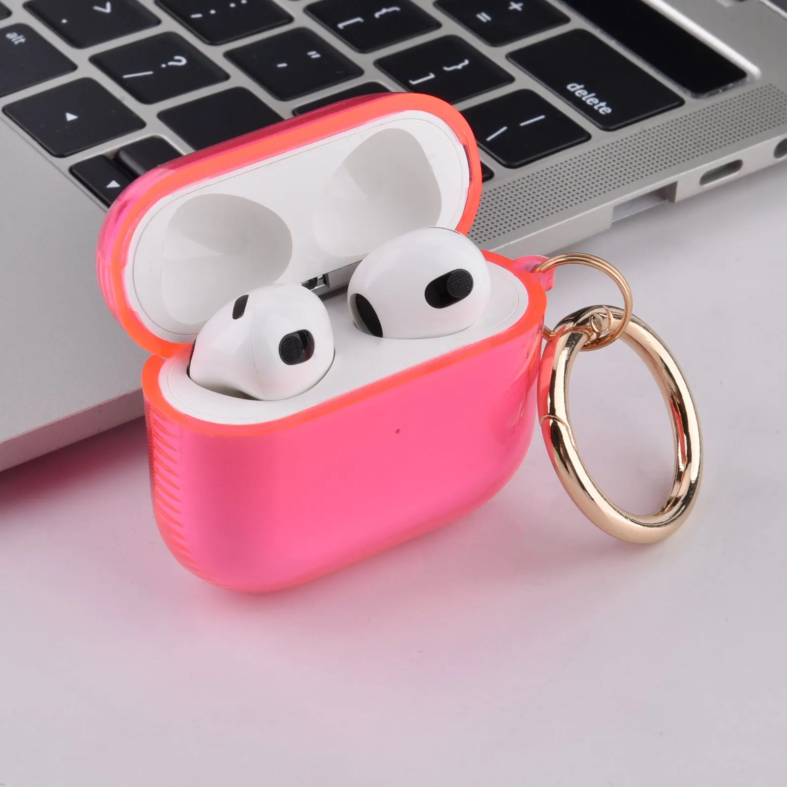 Protective TPU Case for Apple AirPods 3 Generation 3rd with Golden Keychain