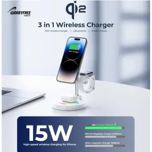 Qi2 Certified 3 IN 1 Wireless Charging Station with 33W Travel Charger