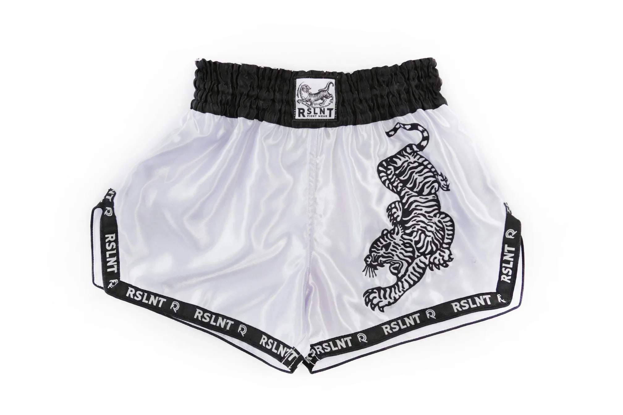 "Tiger" Muay Thai Shorts (White / Black)