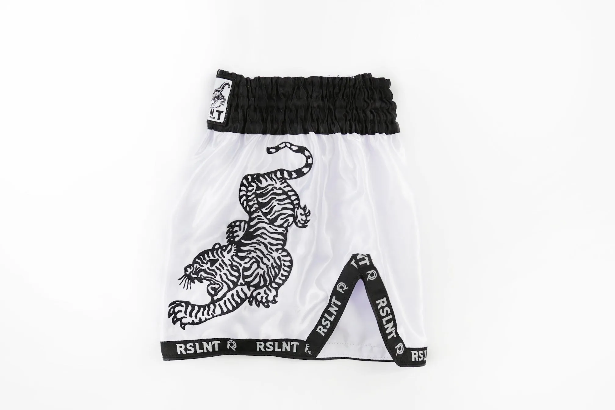 "Tiger" Muay Thai Shorts (White / Black)