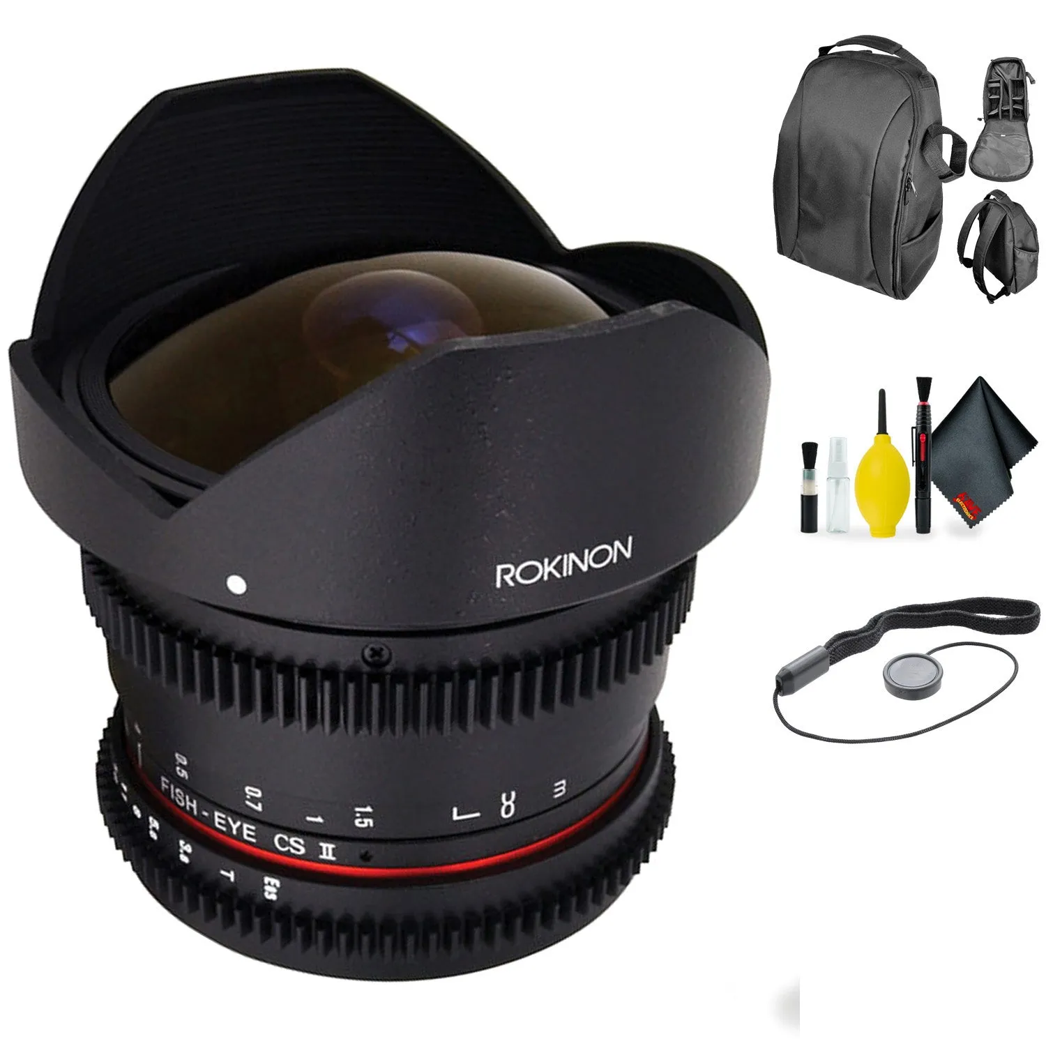 ROKINON 8MM T/3.8 CINE HD Sony inchE inch   Deluxe Lens Cleaning Kit Bundle