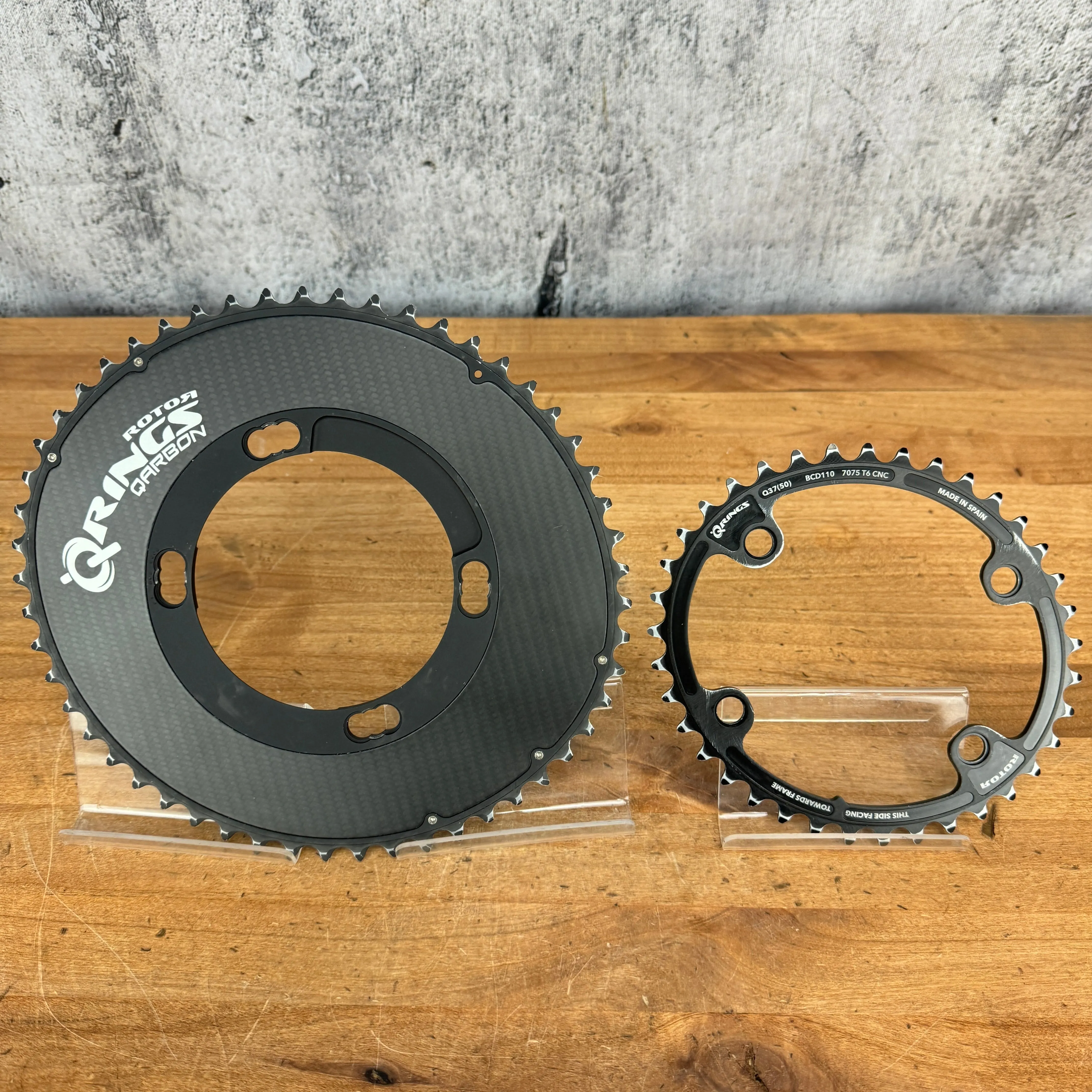 Rotor Qarbon Carbon 4-Bolt 110BCD 53/37t 11-Speed Oval Bike Chainrings 175g Shimano