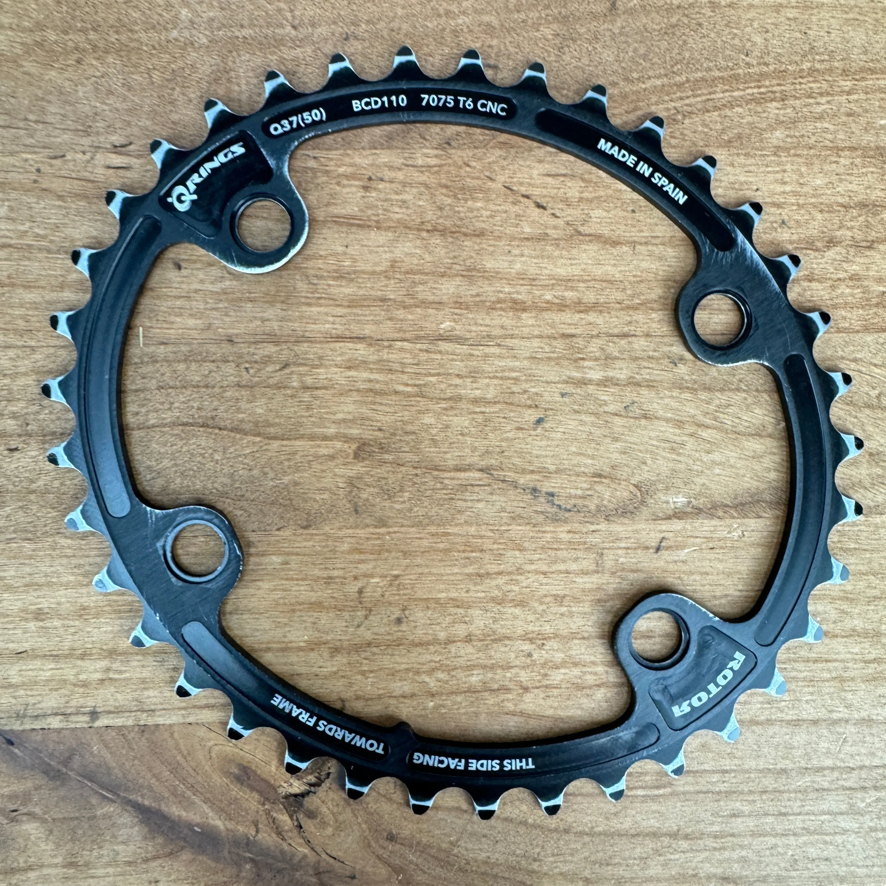 Rotor Qarbon Carbon 4-Bolt 110BCD 53/37t 11-Speed Oval Bike Chainrings 175g Shimano