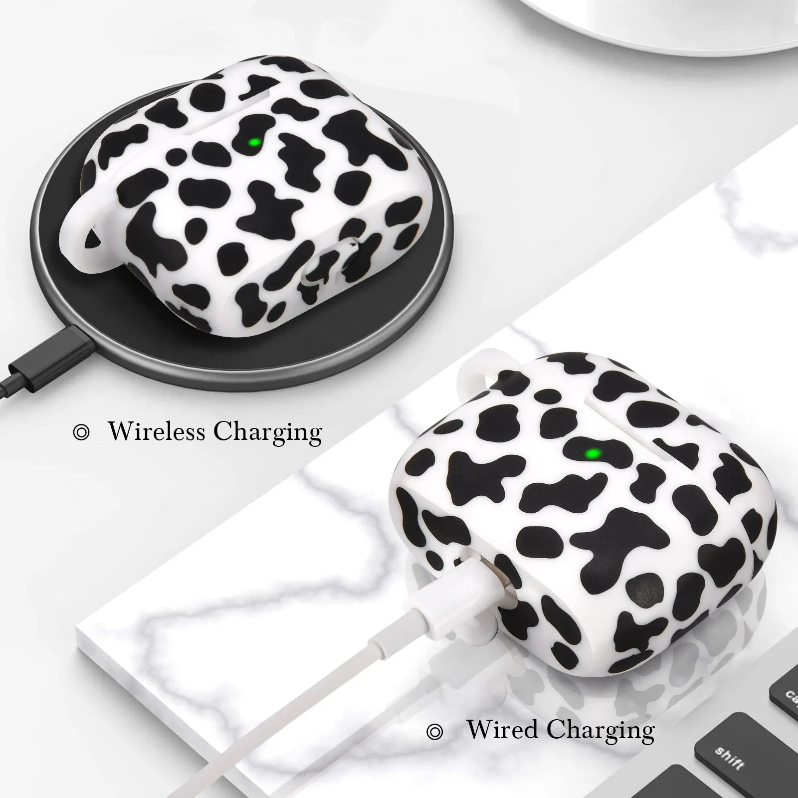 Silicone Case for Apple Airpod 3 Generation 3rd with Keychain-Cow Print