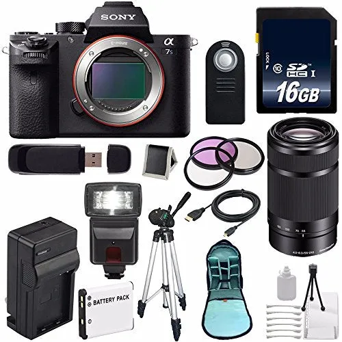 Sony Alpha a7S II a7S Mark II a7SII ILCE7SM2/B Mirrorless Digital Camera (International Model)   Sony E 55-210mm f/4.5-6 Lens Travel Bundle