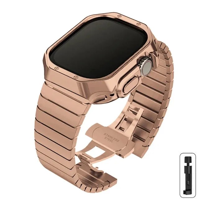 Stainless Steel Strap Case for Apple Watch Ultra Band 49mm 44mm 41mm 45mm 42mm 40mm 38mm TPU Cover IWatch Series 8 7 6 5 4 3 SE