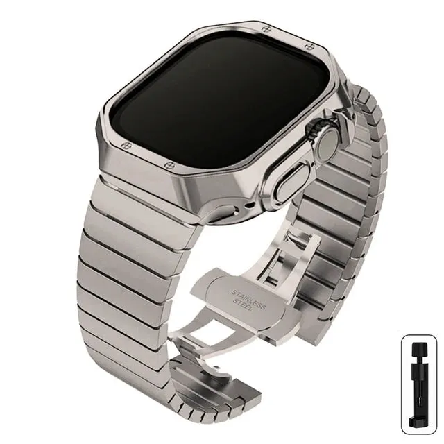 Stainless Steel Strap Case for Apple Watch Ultra Band 49mm 44mm 41mm 45mm 42mm 40mm 38mm TPU Cover IWatch Series 8 7 6 5 4 3 SE