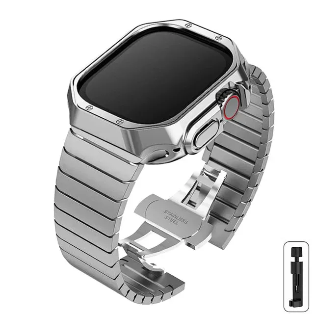 Stainless Steel Strap Case for Apple Watch Ultra Band 49mm 44mm 41mm 45mm 42mm 40mm 38mm TPU Cover IWatch Series 8 7 6 5 4 3 SE