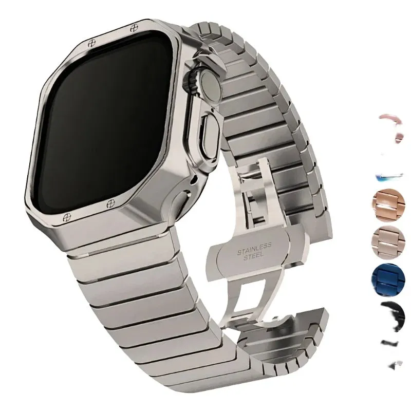 Stainless Steel Strap Case for Apple Watch Ultra Band 49mm 44mm 41mm 45mm 42mm 40mm 38mm TPU Cover IWatch Series 8 7 6 5 4 3 SE