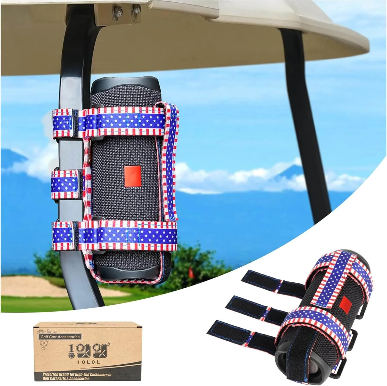 Universal Portable Speaker Stand Compatible with Golf Cart Accessories, Removable Stand Strap