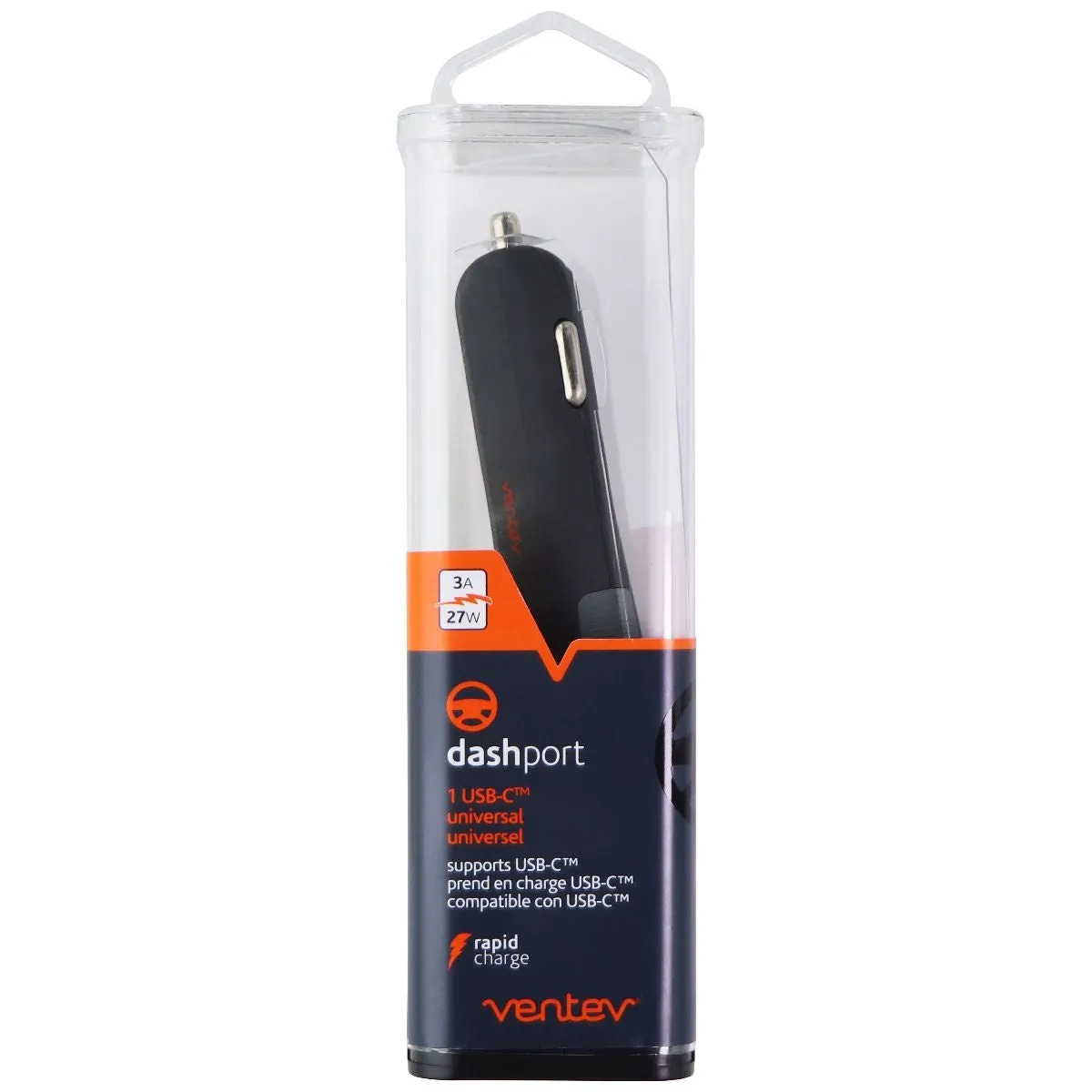 Ventev (27W/3A) Dashport pd1300 Car Charger Single USB-C Port - Gray