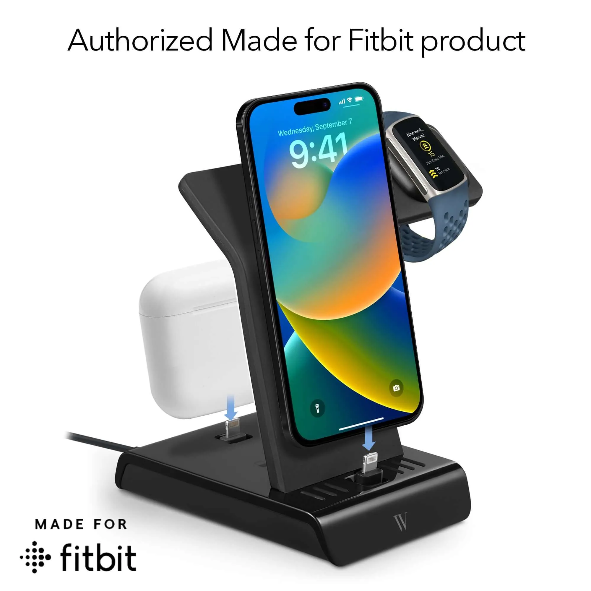 Wasserstein iPhone 3-in-1 Charging Station | Made for Fitbit, iPhone & Airpods